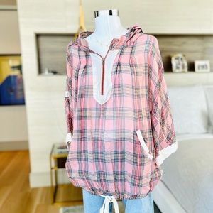 Nicholas K Cotton Pink Plaid Hoodie